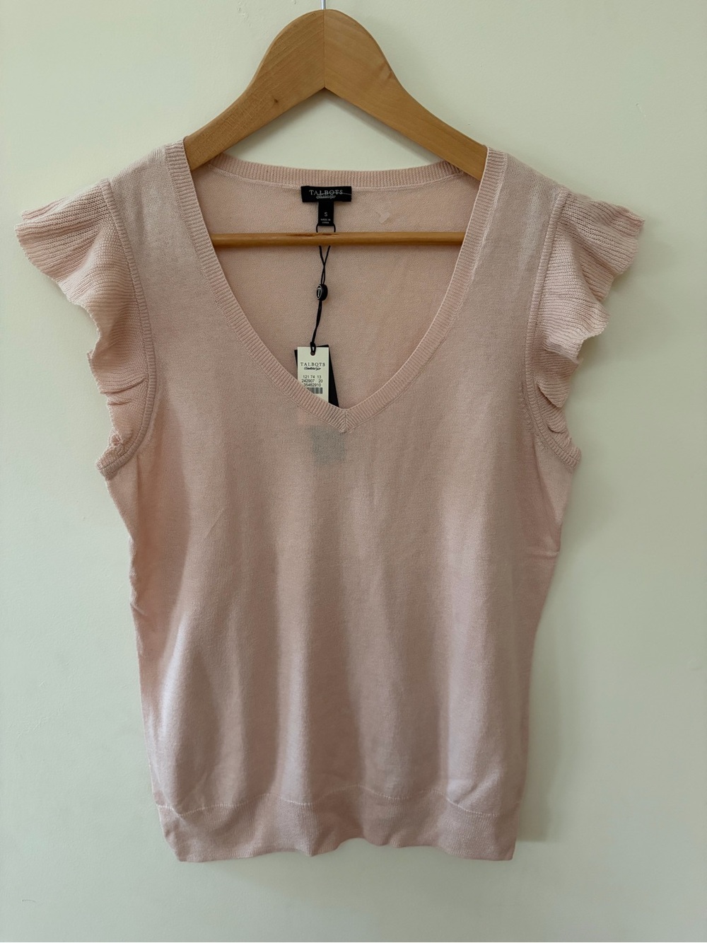 NWT Talbots Salmon Pink V-Neck Flutter Sleeve Knit